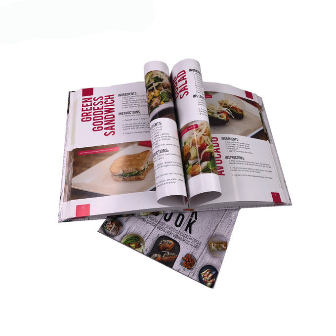 Laminazione su ordinazione del film di stampa del menu del libro di cucina della copertina dura del libro in brossura