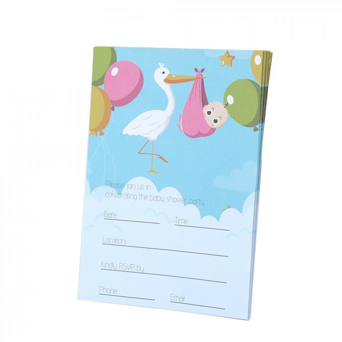 Dimensioni personalizzate Cartoni animati Rivelare il genere Cartoline e buste di festa Inviti al baby shower 7