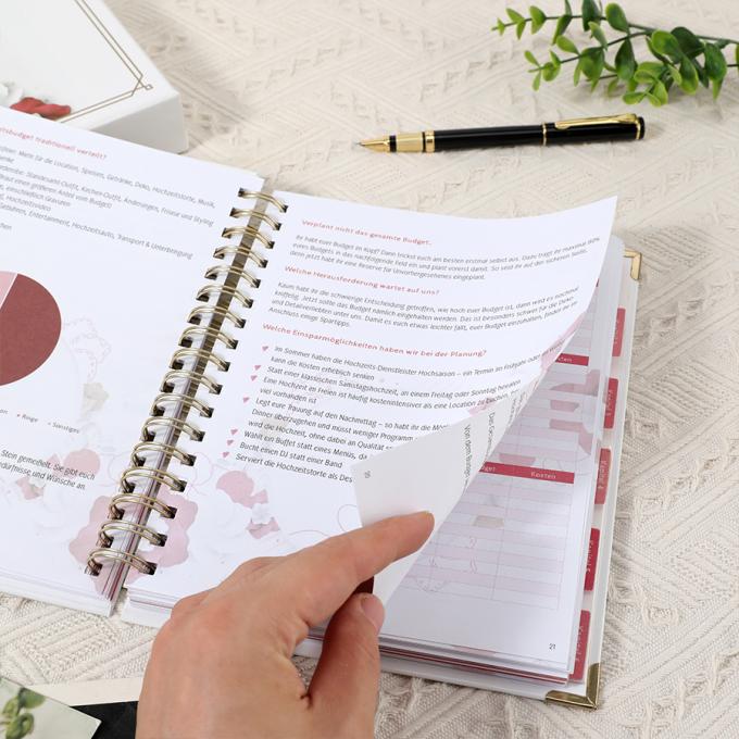 Pianificatore di matrimoni a spirale in foglio d'oro per A5 Organizzatore di libri d'ospiti di matrimoni a fiori 6