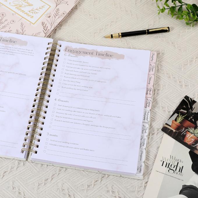 Giornaliere personalizzato in A4 A5 carta a spirale quaderni giornaliere wedding planner per donne 9