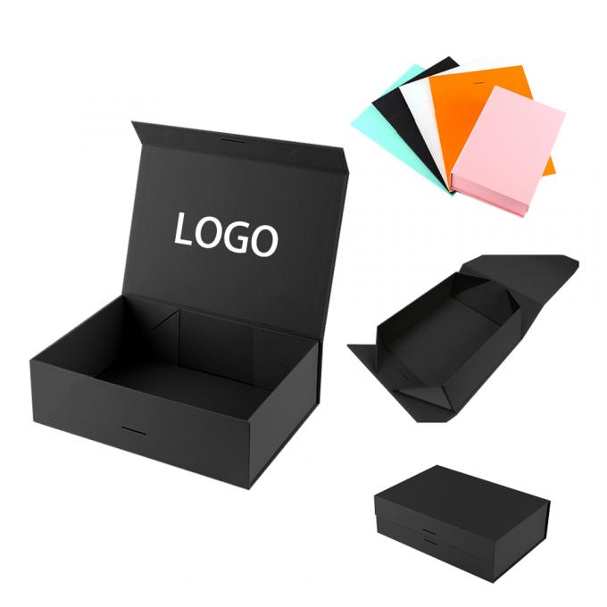 Scatola di vendita al dettaglio Custom Luxury Foldable Cartone Nero Abbigliamento Imballaggio Carta Regalo Scatola magnetica Con Logo 6