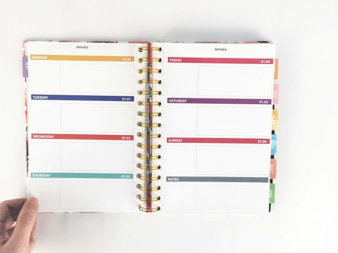 Notebook a forma di spirale a composizione di carta A5 floreale su misura con 40-80 pagine interne 5