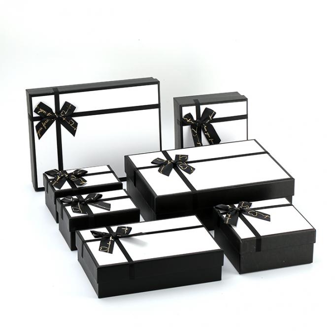 Grandi deluxe Custom pieghevole nero coperchio e base scatola regalo con nastro per l' imballaggio regalo 4