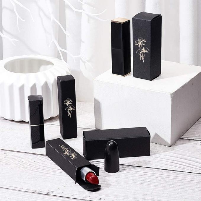 Cosmetici neri vuoti personalizzati rossetto gloss per labbra confezionamento scatole di carta per tubo di rossetto 5