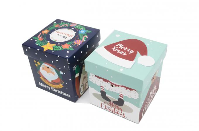 Personalizzazione Xmas Babbo Natale pupazzo di neve imballaggio piccolo regalo stampato regalo di Natale scatole di caramelle con tappo 8