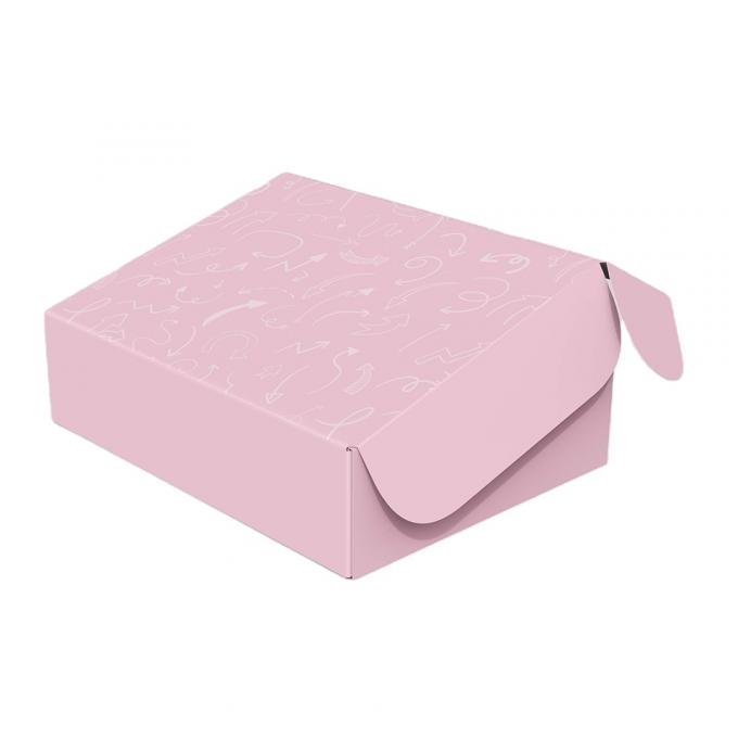 Indumenti a taglio a striscia personalizzati Mailer Cartoncino di carta imballaggio ondulato scatole di spedizione rosa 7