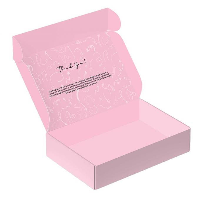 Indumenti a taglio a striscia personalizzati Mailer Cartoncino di carta imballaggio ondulato scatole di spedizione rosa 6