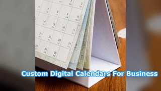 Soluzione di branding per ufficio con calendario digitale personalizzato