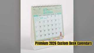 Calendario da tavolo personalizzato 2026 con design stampato in lamina premium